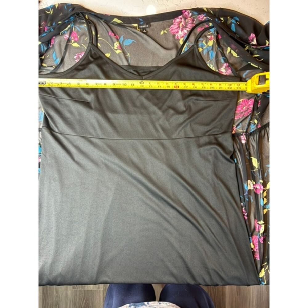 Torrid Black Floral Midi Dress Sz 4 (4XL) Tiered Chiffon Boho Flutter Sleeve - Picture 10 of 12